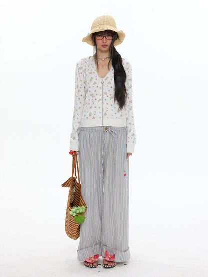Island Full-Print Sunscreen Knitted Hooded Jacket【s0000017369】