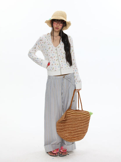 Island Full-Print Sunscreen Knitted Hooded Jacket【s0000017369】