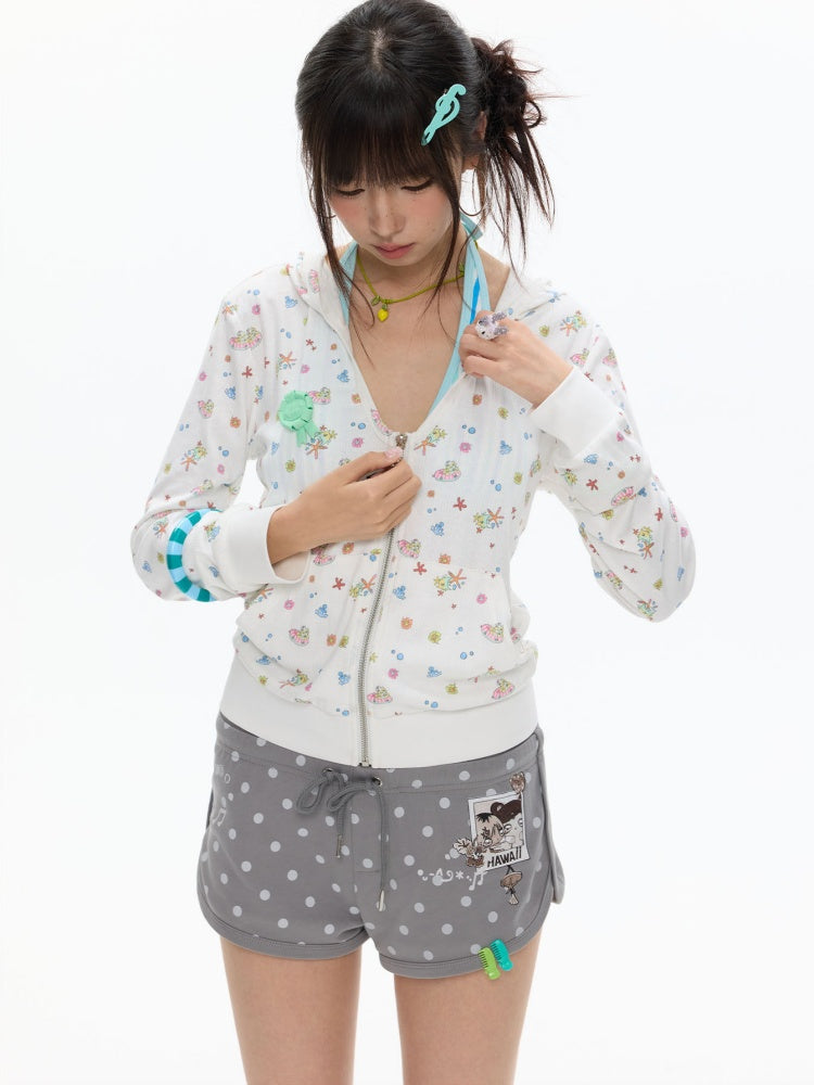 Island Full-Print Sunscreen Knitted Hooded Jacket【s0000017369】