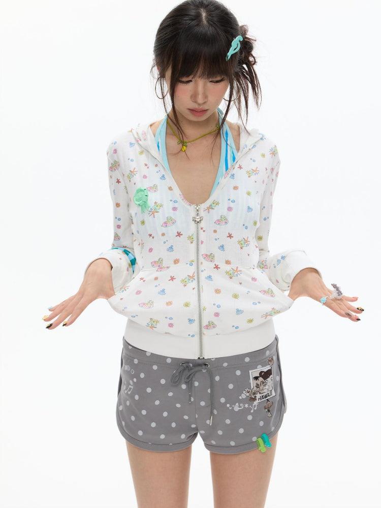 Island Full-Print Sunscreen Knitted Hooded Jacket【s0000017369】