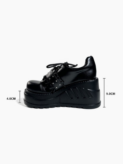 Harajuku Dark Fashion Lace-Up Platform Leather Shoes【s0000017371】