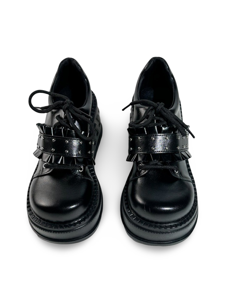 Harajuku Dark Fashion Lace-Up Platform Leather Shoes【s0000017371】