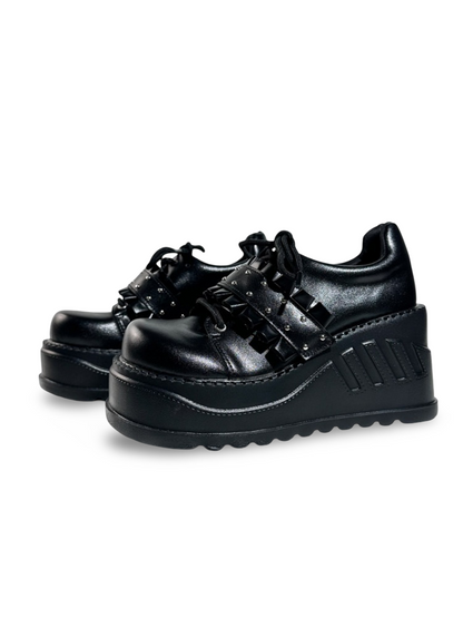 Harajuku Dark Fashion Lace-Up Platform Leather Shoes【s0000017371】