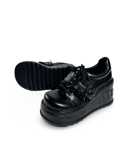 Harajuku Dark Fashion Lace-Up Platform Leather Shoes【s0000017371】