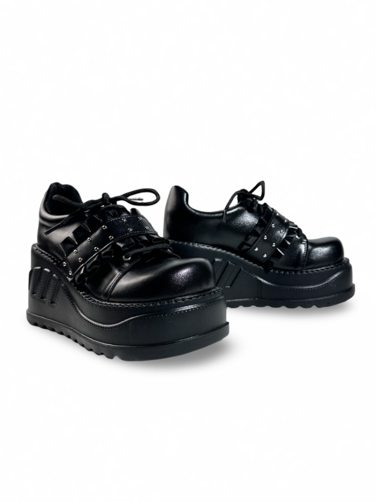 Harajuku Dark Fashion Lace-Up Platform Leather Shoes【s0000017371】