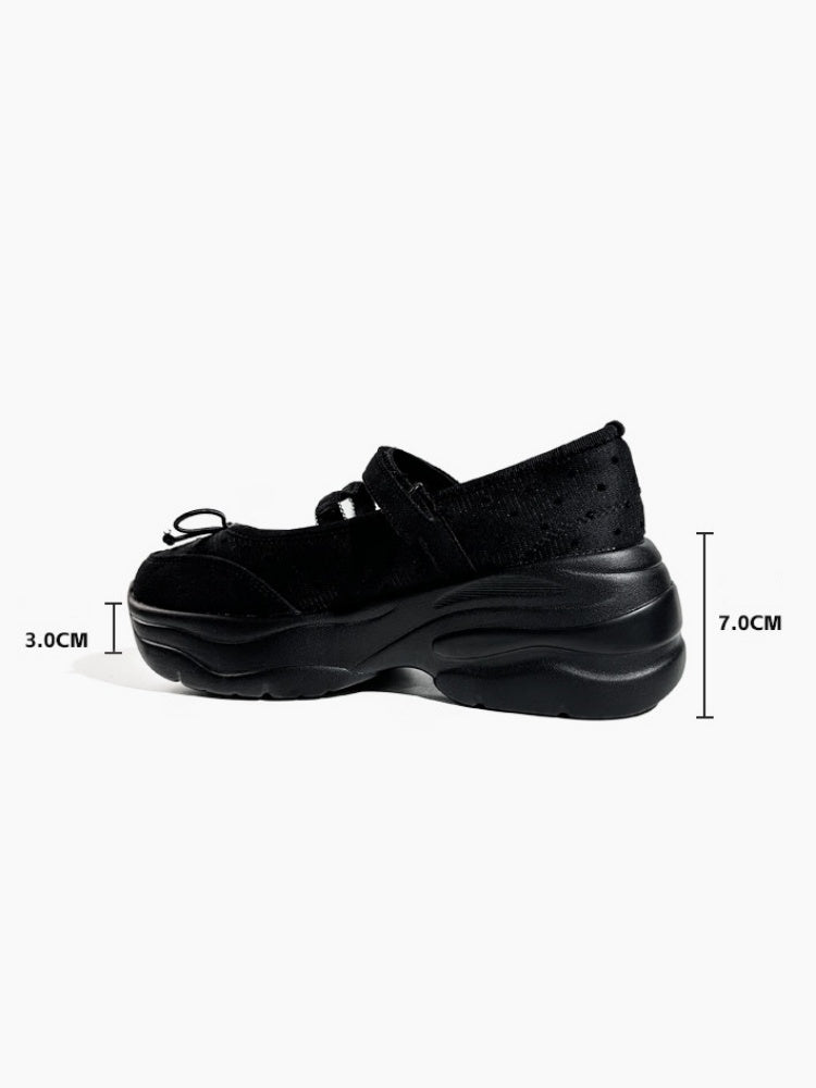 Thick Soled Platform Round-Toe Lace-Up Ballet Shoes【s0000017385】