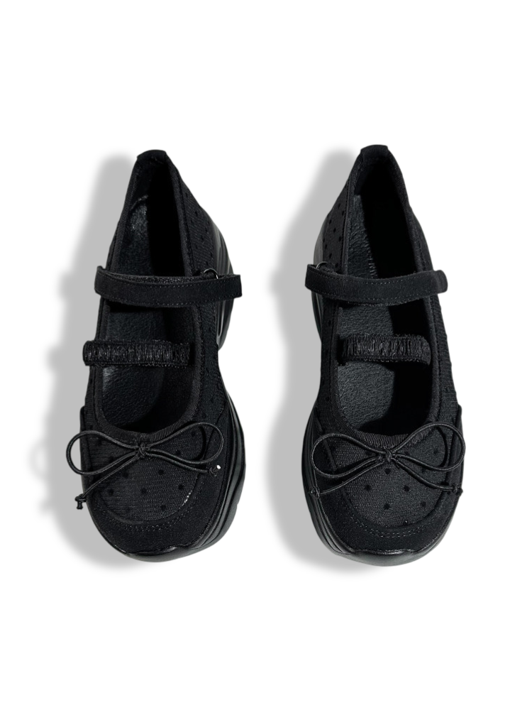Thick Soled Platform Round-Toe Lace-Up Ballet Shoes【s0000017385】