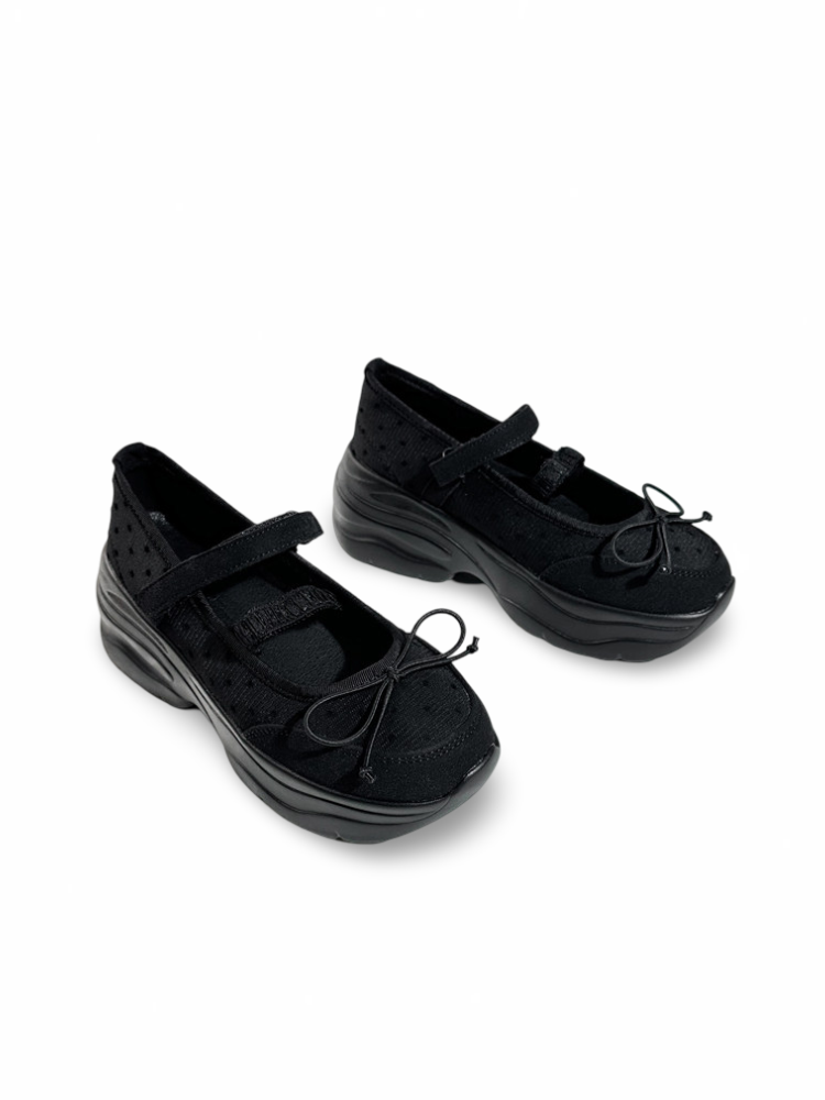 Thick Soled Platform Round-Toe Lace-Up Ballet Shoes【s0000017385】