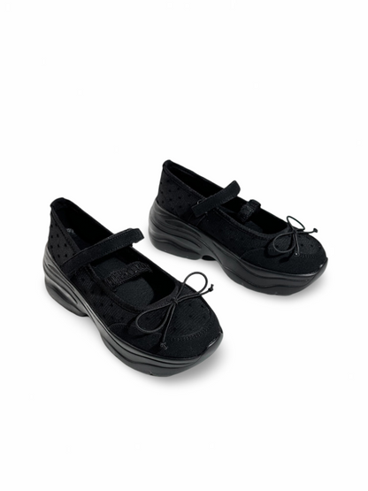 Thick Soled Platform Round-Toe Lace-Up Ballet Shoes【s0000017385】
