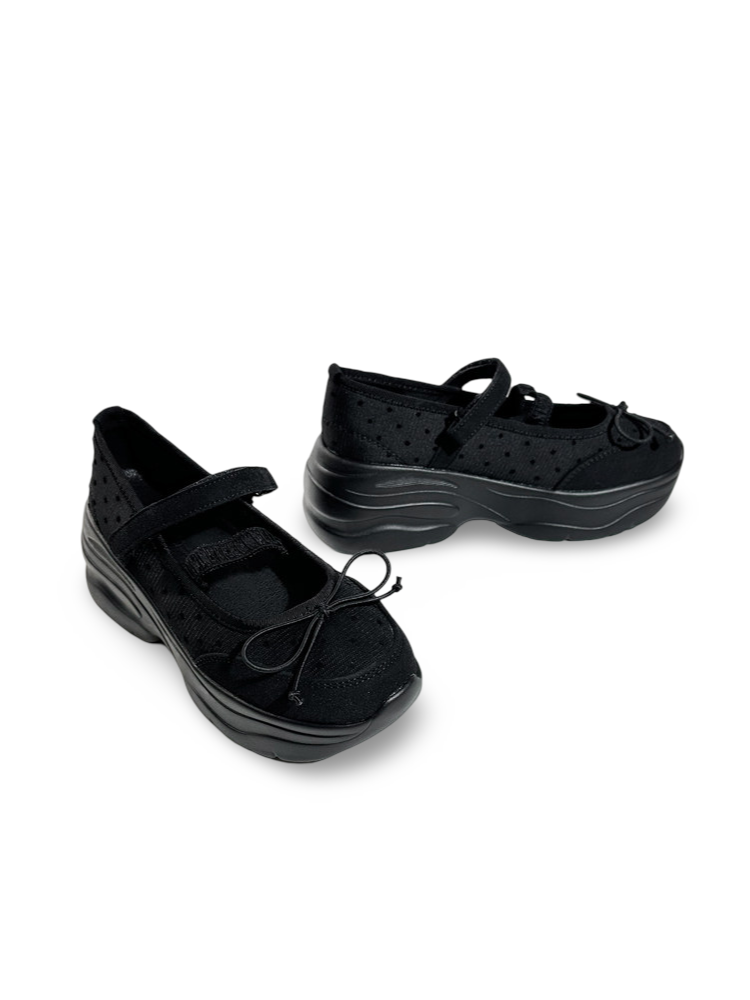Thick Soled Platform Round-Toe Lace-Up Ballet Shoes【s0000017385】