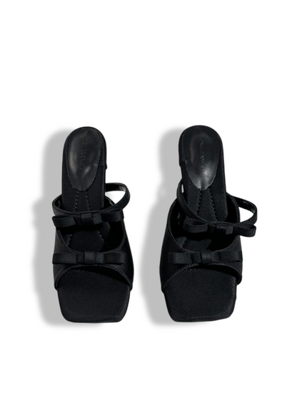 High Heels One-Strap Bow Square-Toe Sandals【s0000017386】
