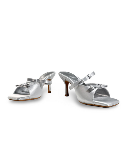 High Heels One-Strap Bow Square-Toe Sandals【s0000017386】