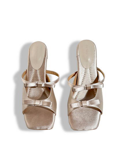 High Heels One-Strap Bow Square-Toe Sandals【s0000017386】