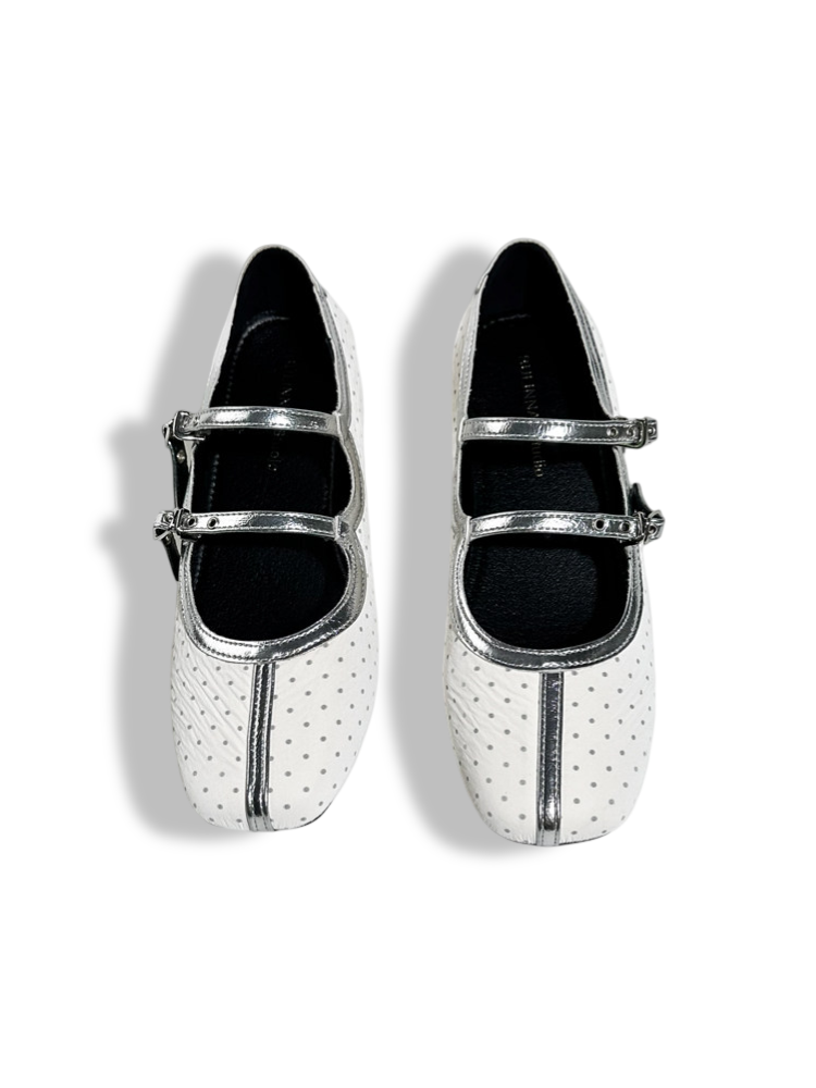 French Polka Dot Double Strap Mary Jane Shoes【s0000017387】