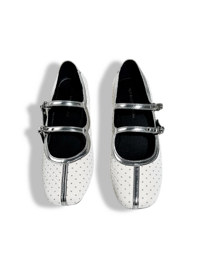 French Polka Dot Double Strap Mary Jane Shoes【s0000017387】