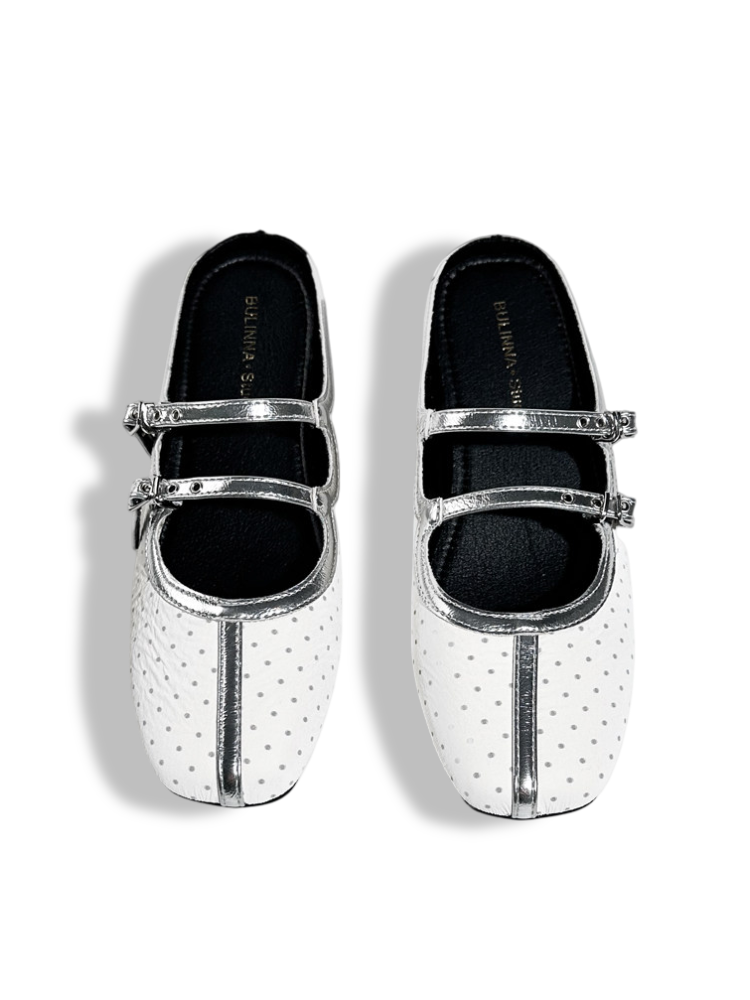 Polka Dot Flat-Strap Half-Slip Mary Jane Shoes【s0000017388】