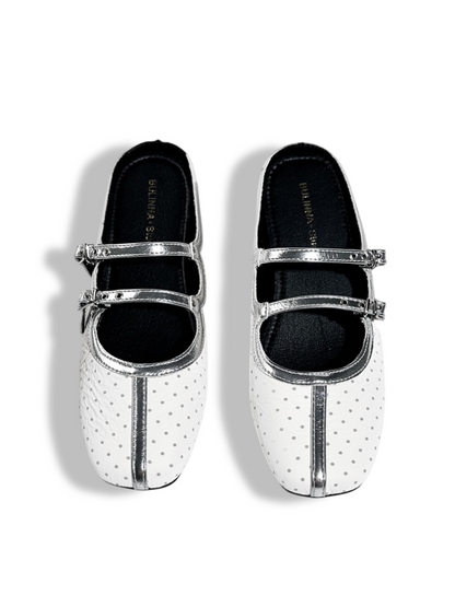 Polka Dot Flat-Strap Half-Slip Mary Jane Shoes【s0000017388】