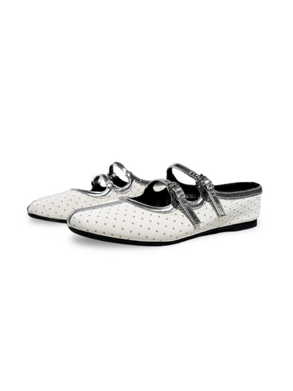 Polka Dot Flat-Strap Half-Slip Mary Jane Shoes【s0000017388】