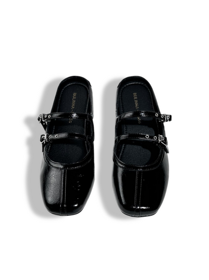 Polka Dot Flat-Strap Half-Slip Mary Jane Shoes【s0000017388】