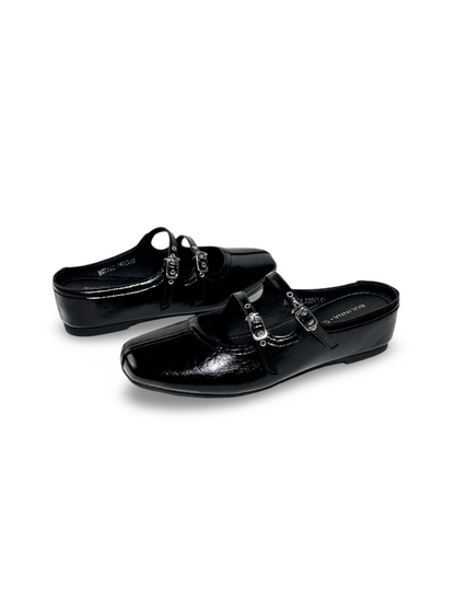 Polka Dot Flat-Strap Half-Slip Mary Jane Shoes【s0000017388】