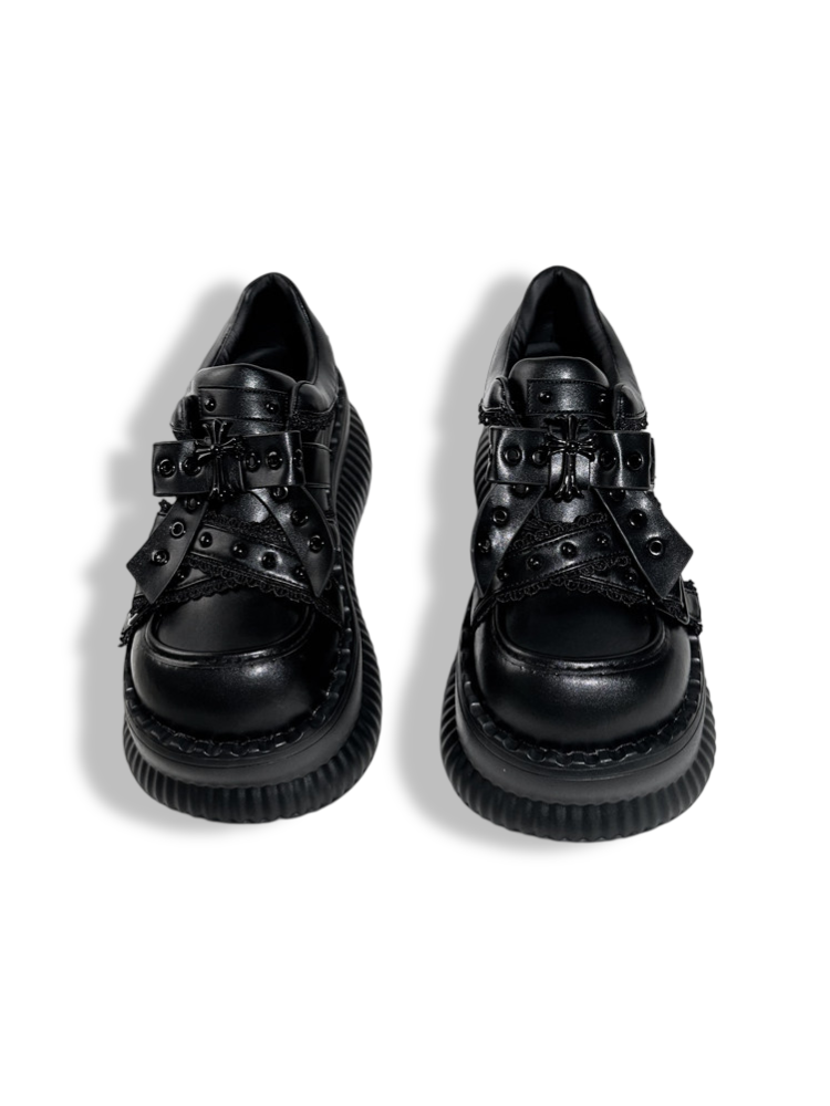 Dark Heavy-Duty LoIita Gothic Punk Leather Platform Shoes【s0000017393】