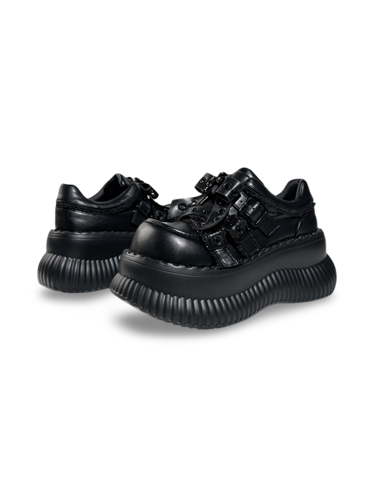 Dark Heavy-Duty LoIita Gothic Punk Leather Platform Shoes【s0000017393】