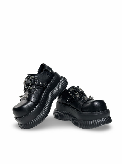 Spider-Motif Studded Belt Platform Shoes【s0000017395】