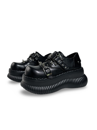 Spider-Motif Studded Belt Platform Shoes【s0000017395】