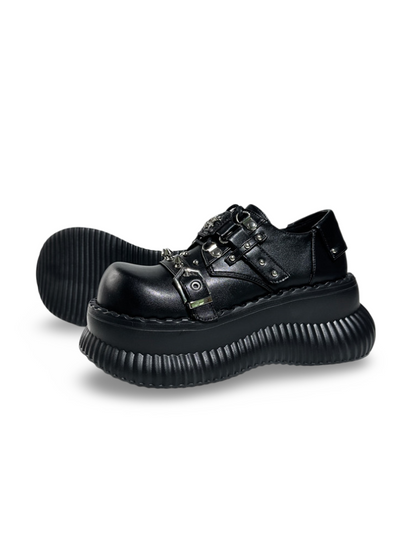Spider-Motif Studded Belt Platform Shoes【s0000017395】