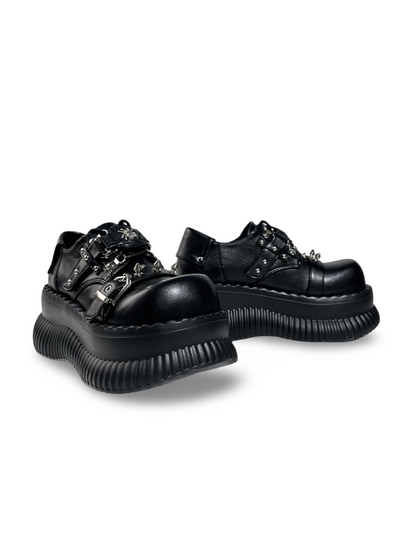 Spider-Motif Studded Belt Platform Shoes【s0000017395】