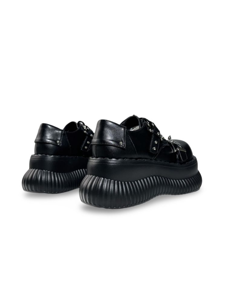 Spider-Motif Studded Belt Platform Shoes【s0000017395】
