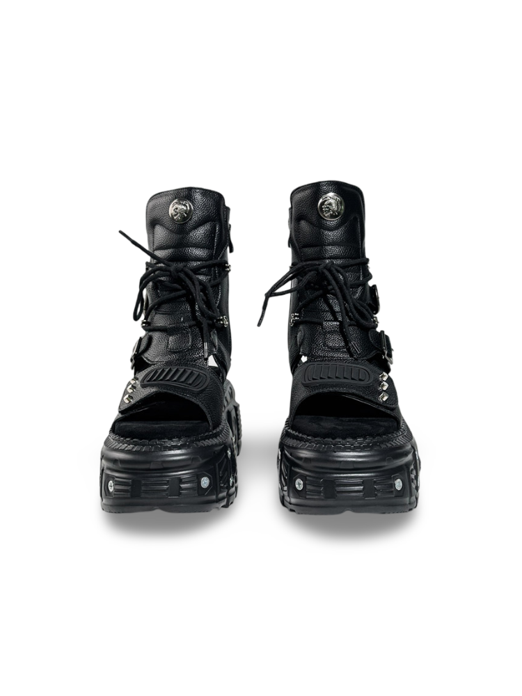 Heavy Industry Rock Buckle Strap Thick Soled Lace-Up Sandal Boots【s0000017396】