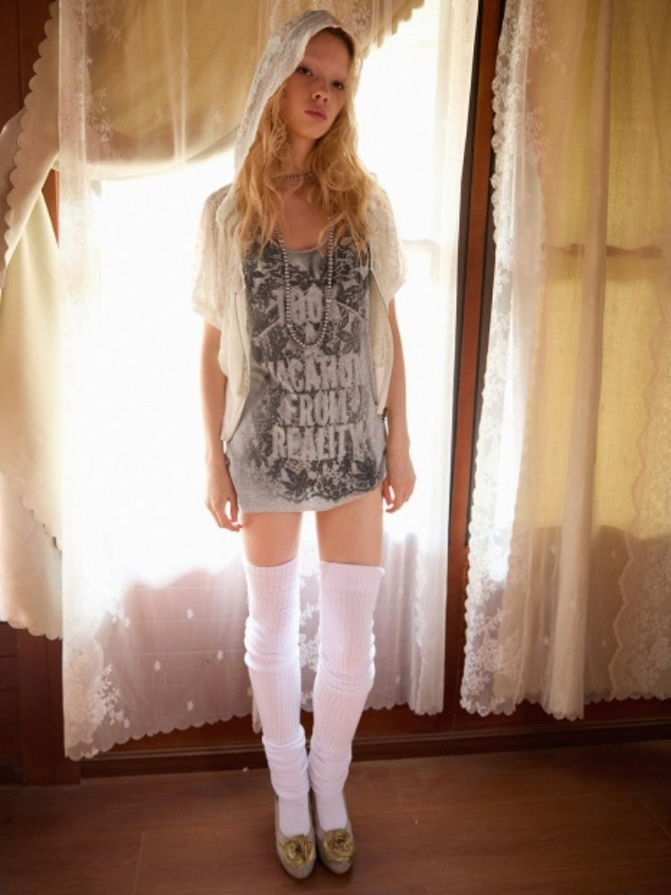 Pleated Lace Raglan Sleeve Zip-Up Short Hooded【s0000017551】