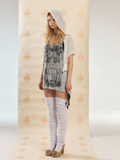 Pleated Lace Raglan Sleeve Zip-Up Short Hooded【s0000017551】