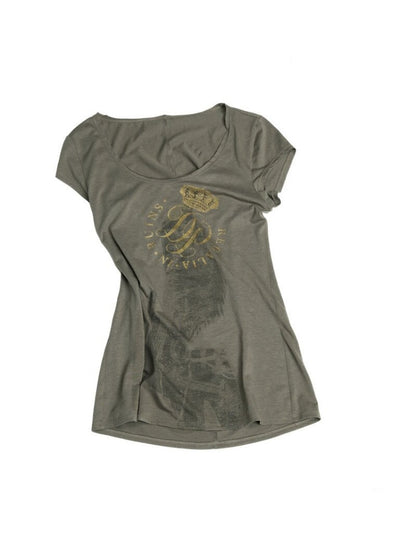 Slim-Fit Crew Neck Vintage-Style Guitar Girl Printed Long T-Shirt【s0000017552】