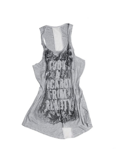 Punk Niche Lace Print Slogan Tank U-Neck Vest Dress【s0000017554】