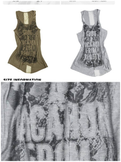 Punk Niche Lace Print Slogan Tank U-Neck Vest Dress【s0000017554】