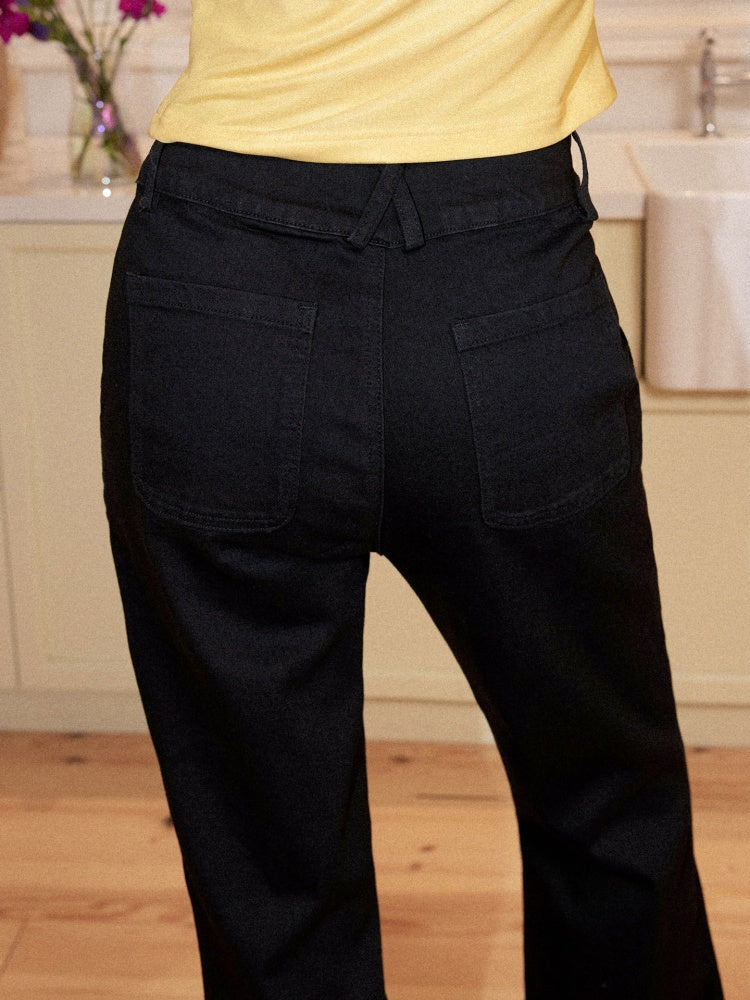 Retro High-Waisted Double-Button Slim Embroidered Micro-Flared Jeans【s0000017562】
