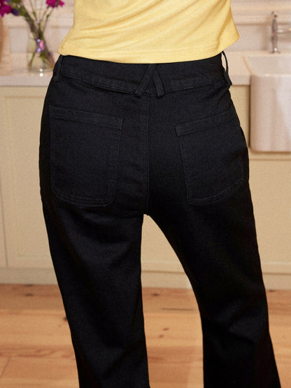 Retro High-Waisted Double-Button Slim Embroidered Micro-Flared Jeans【s0000017562】