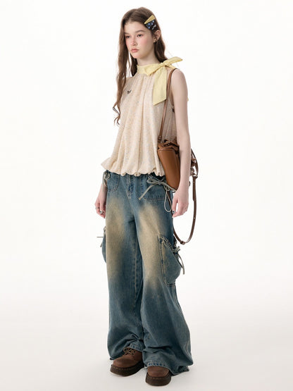 Butterfly Halter Bow Sleeveless Tops【s0000017570】