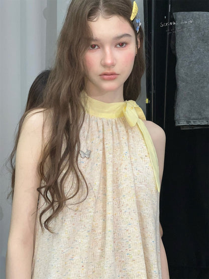 Butterfly Halter Bow Sleeveless Tops【s0000017570】