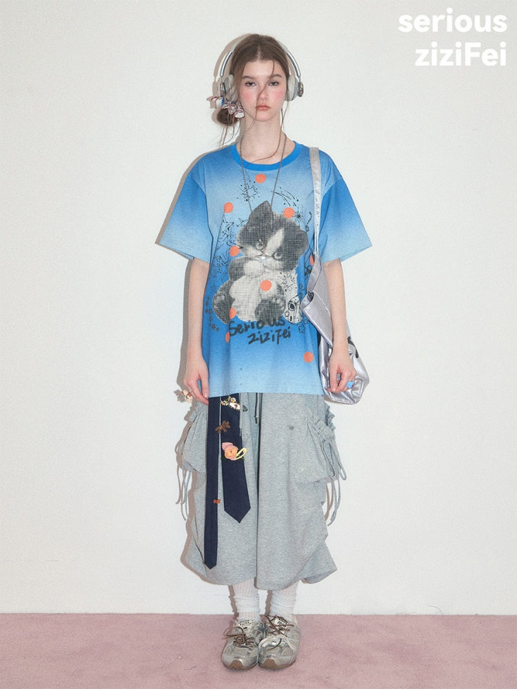Slimming Drawstring Pocket Gray Wide-Leg Sports Cropped Casual Sweat Pants【s0000017583】