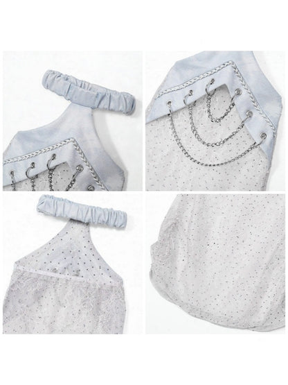 Y2Kl Ballet-Style Rhinestone Lace Chain Stacked Leg Sleeves Sock Covers【s0000017597】