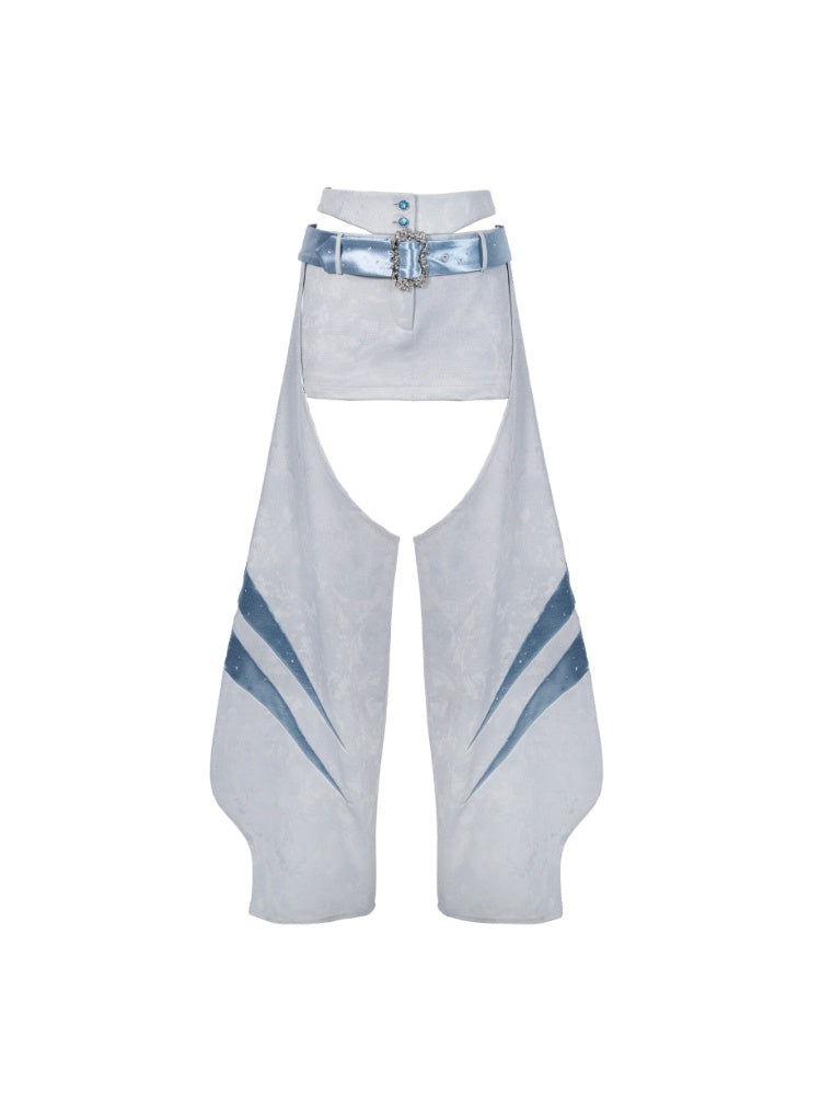 Y2K Functional Style Hollow-Out Detachable Hip-Hugging Skirt Pants Leg Sleeve Two-Piece Set【s0000017598】