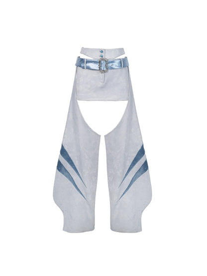 Y2K Functional Style Hollow-Out Detachable Hip-Hugging Skirt Pants Leg Sleeve Two-Piece Set【s0000017598】