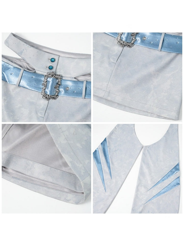 Y2K Functional Style Hollow-Out Detachable Hip-Hugging Skirt Pants Leg Sleeve Two-Piece Set【s0000017598】