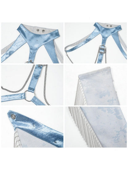 Y2K Functional Style Cyber Blue Chain Strap Shoulder Accessory【s0000017599】