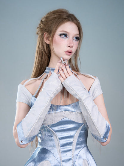 Y2K Functional Style Cyber Blue Chain Strap Shoulder Accessory【s0000017599】