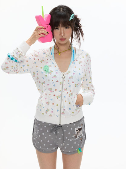 Island Full Print Sunscreen Knitted Hooded Jacket【s0000017609】