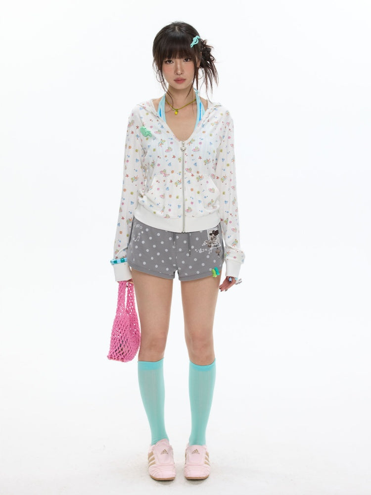 Island Full Print Sunscreen Knitted Hooded Jacket【s0000017609】